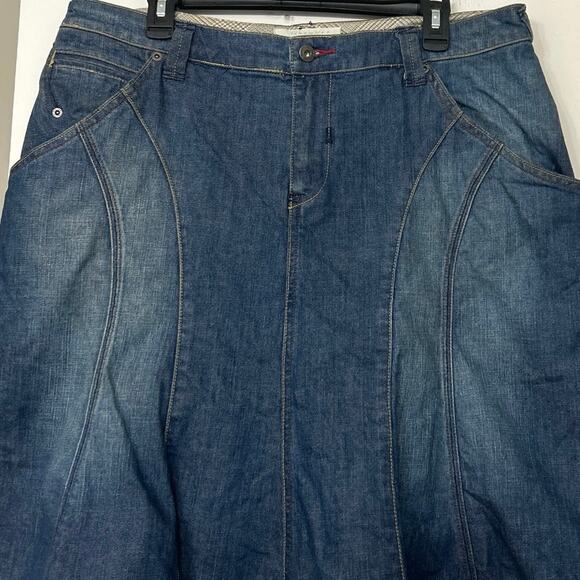 Maurices Denim Y2K Flared A Line Skirt Women’s Size 18 Stretch Blue Jean Midi - Picture 3 of 9